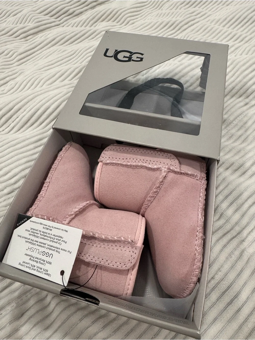 UGG Kids Blush Pink Suede Walker Booties